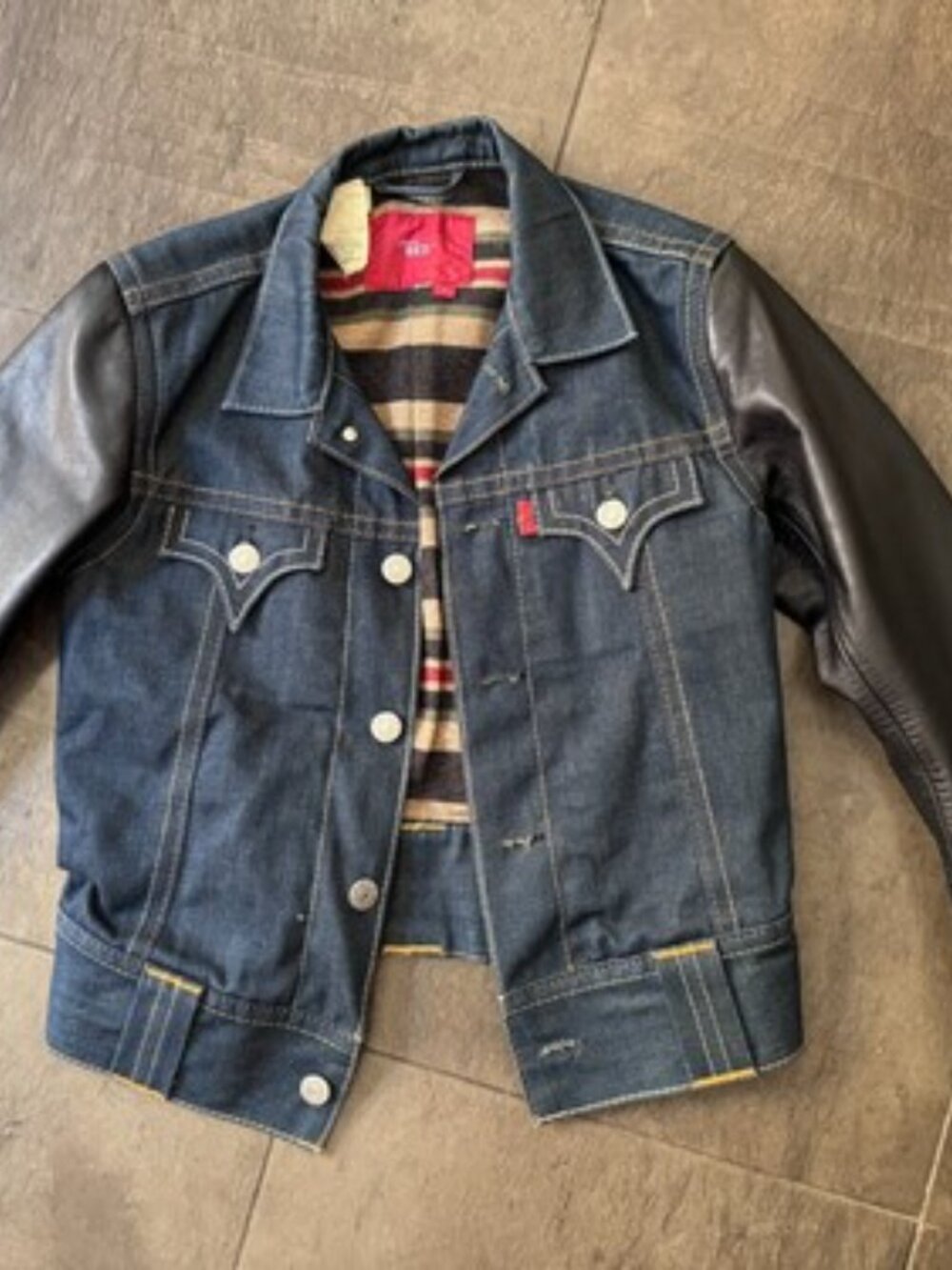 Levi Red Collection Type 4 Denim Leather Wool Blanket Lined Jacket Men’s M - Picture 1 of 15